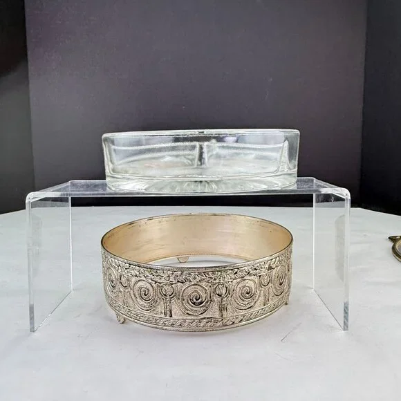 Vintage PNCW Silverplate Covered Divided Glass Relish Tray - Picture 7 of 14